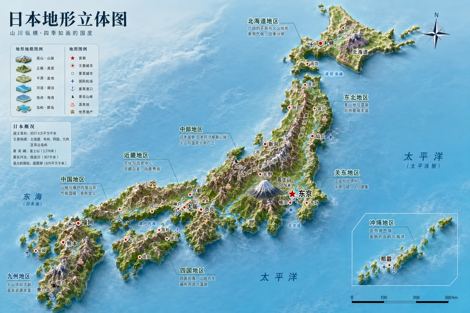日本地形立体图